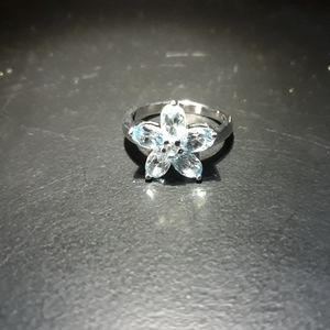 Natural Sky Blue Topaz Star Ring C10
